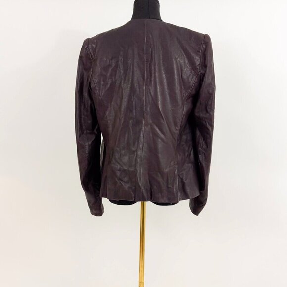 VINTAGE STYLE THEORY CALFSKIN LEATHER BLAZER PURPLE PLUM COLOR JACKET - Picture 8 of 10